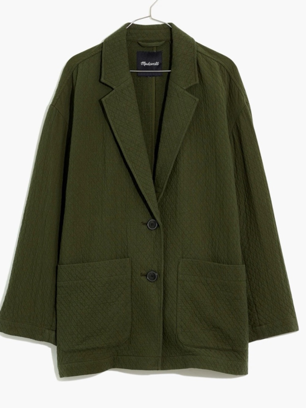 NWT Madewell Diamond Jacquard Shaw Blazer Green Small